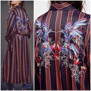 Free People Atrium Striped Duster Jacket Robe